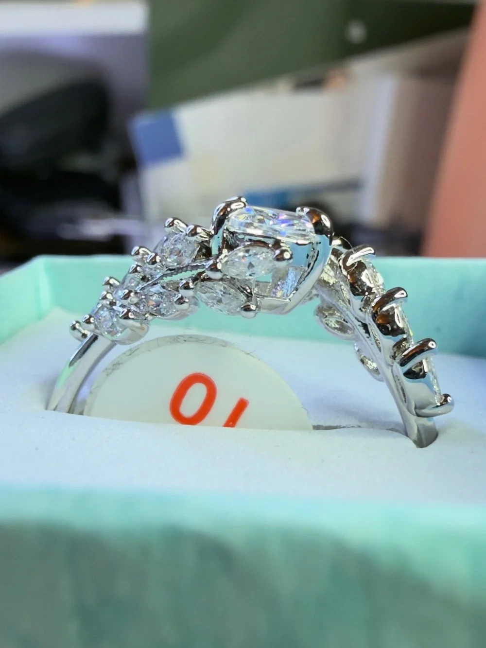 Oval CZ Stone Silver 925 stamp Halo Ring